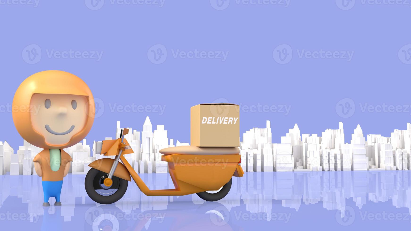man and  bike delivery 3d rendering for  transport  content. photo
