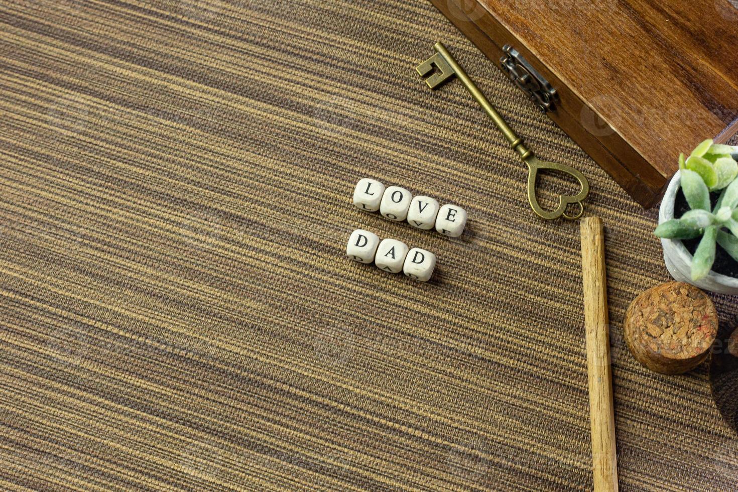 wooden text  for father day content close up image. photo