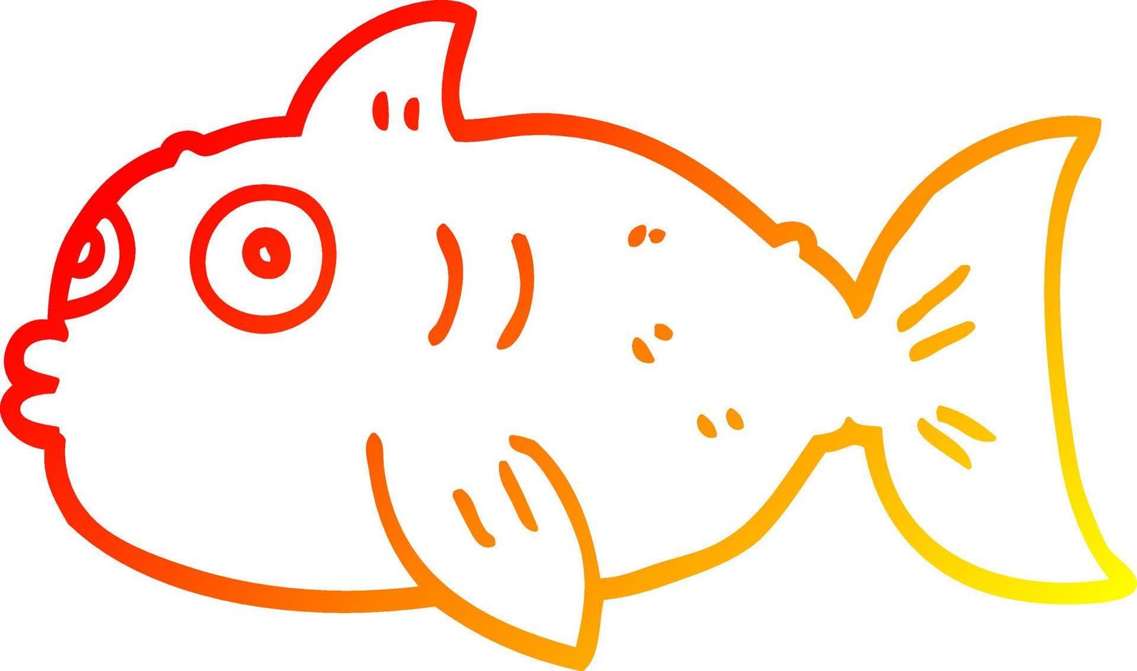 warm gradient line drawing cartoon surprised fish vector