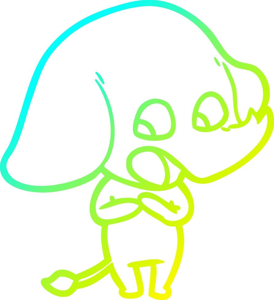 cold gradient line drawing cute cartoon elephant vector