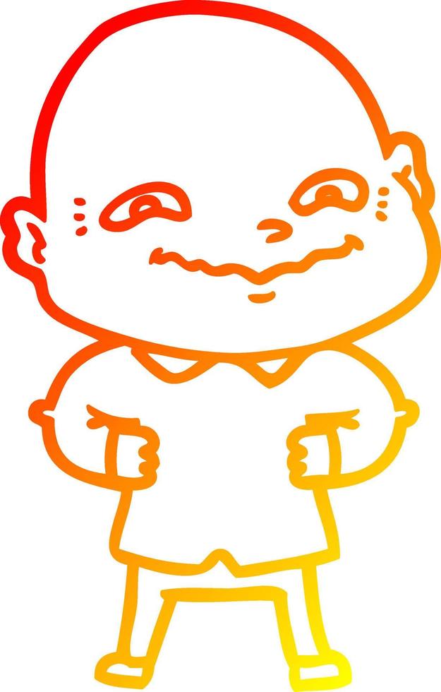 warm gradient line drawing cartoon creepy guy vector