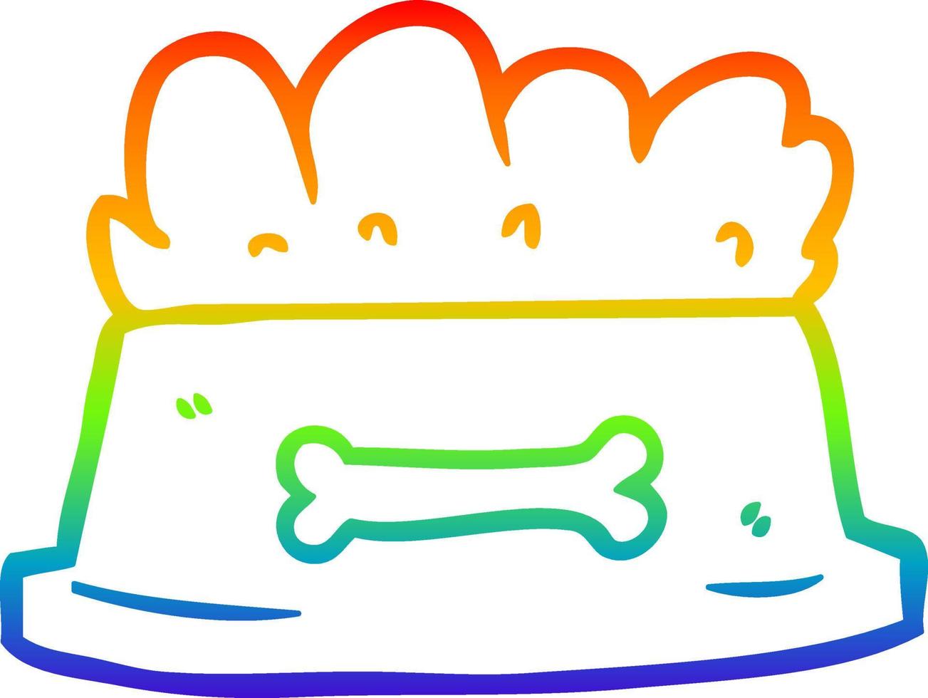 rainbow gradient line drawing bowl of dog food vector