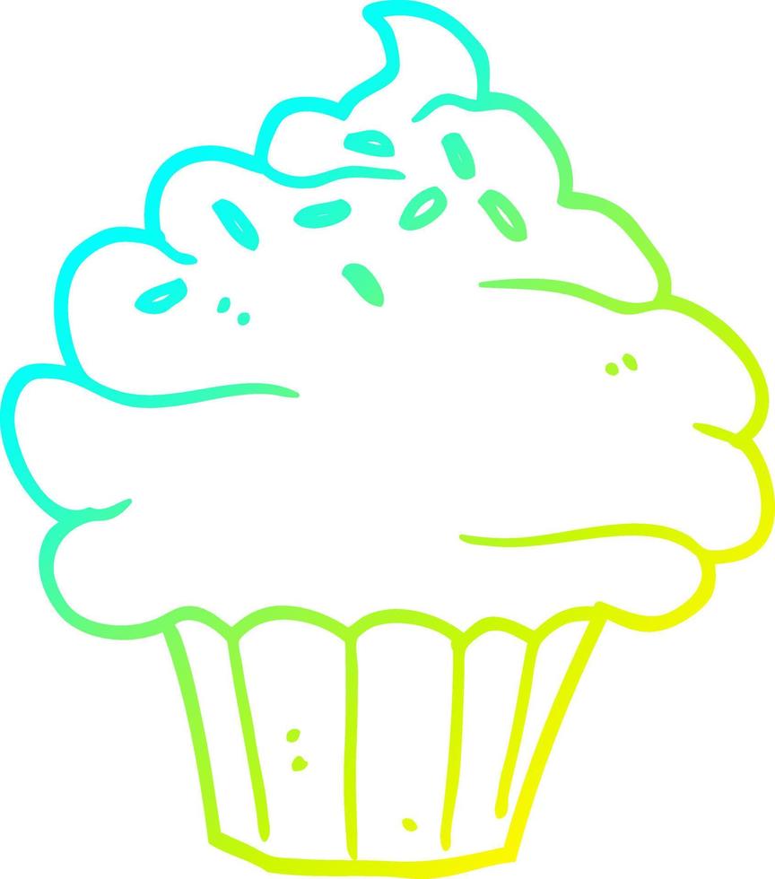 cold gradient line drawing cartoon cupcake vector