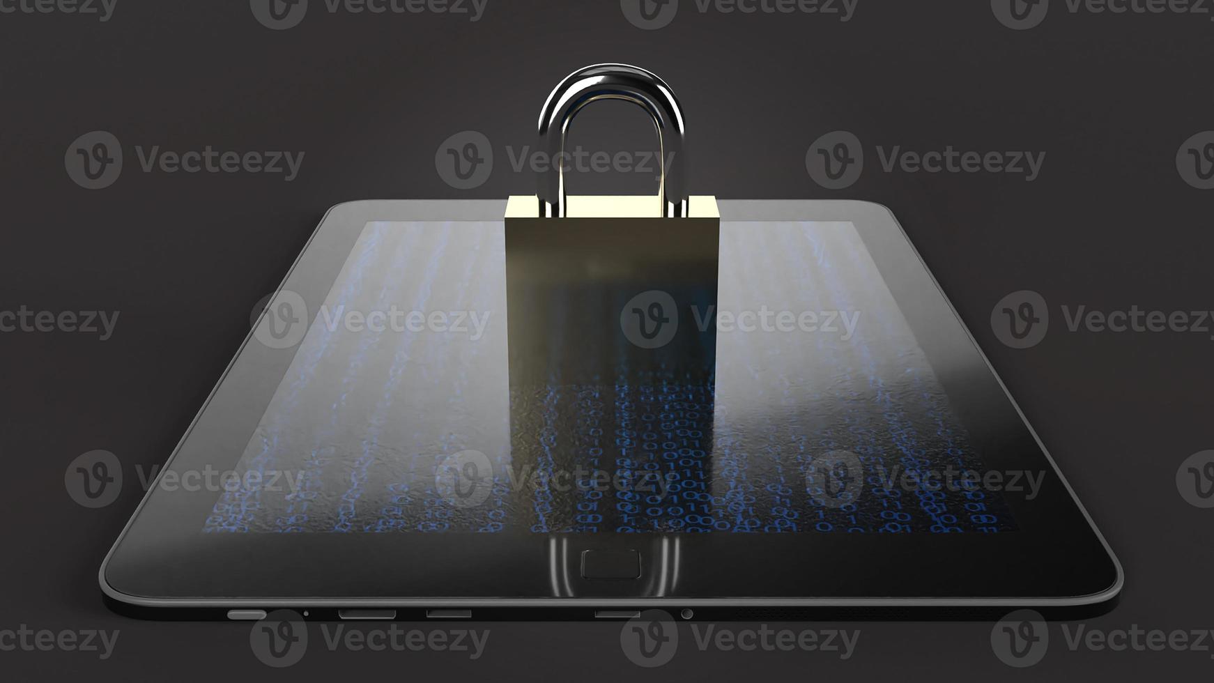 Table and master key 3d rendering for security technology  concept. photo