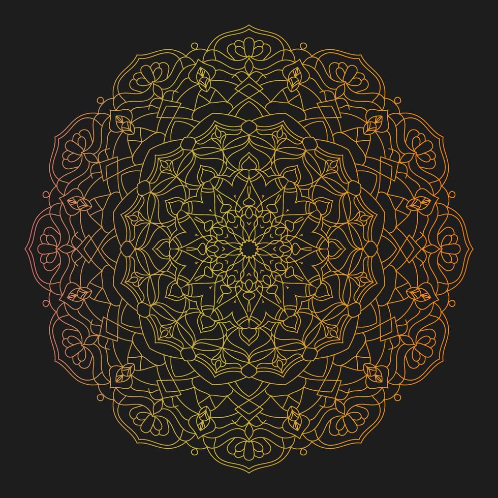 Mandala ornament vector illustration. Ethnic mandala with luxury colorful tribal ornament. Isolated.Gold color. Free Vector