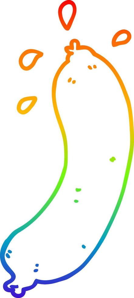 rainbow gradient line drawing cartoon sausage vector