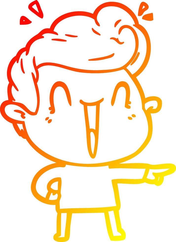 warm gradient line drawing cartoon excited man vector