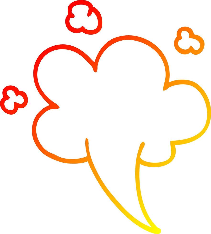 warm gradient line drawing cartoon whooshing cloud vector