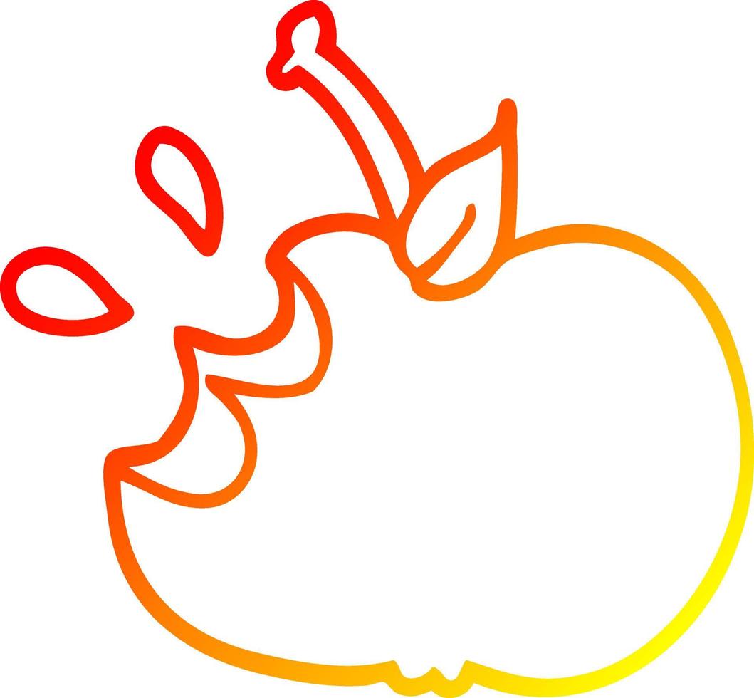 cálido gradiente línea dibujo dibujos animados jugosa manzana mordida vector