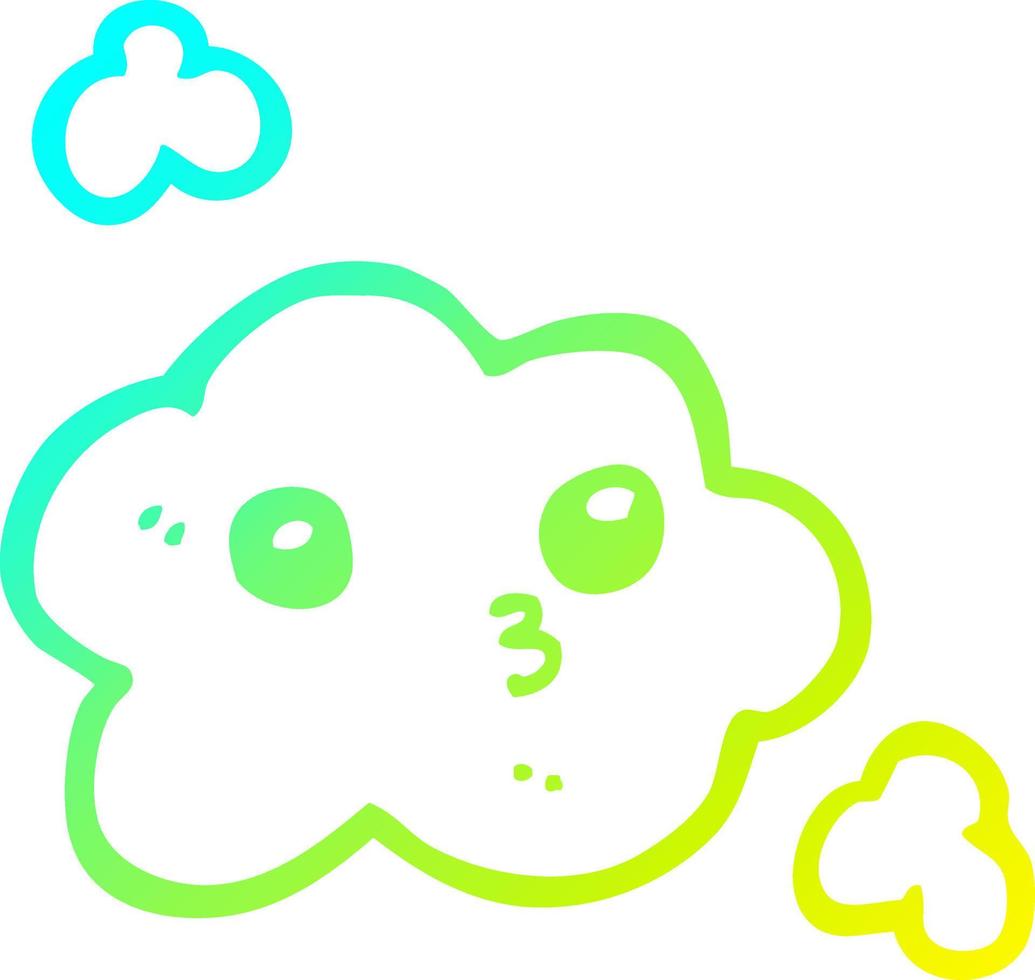 cold gradient line drawing cute cartoon cloud vector