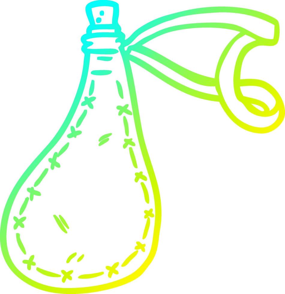 cold gradient line drawing old water flask vector