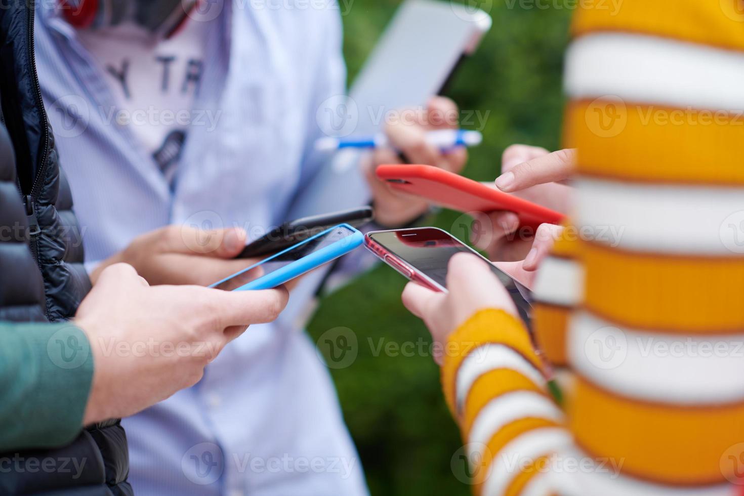 students in modern school using modrn technology photo
