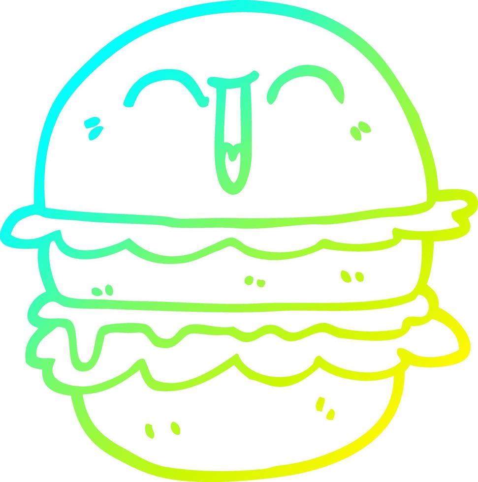 cold gradient line drawing cartoon burger vector