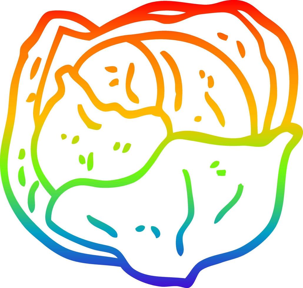 rainbow gradient line drawing cartoon cabbage vector