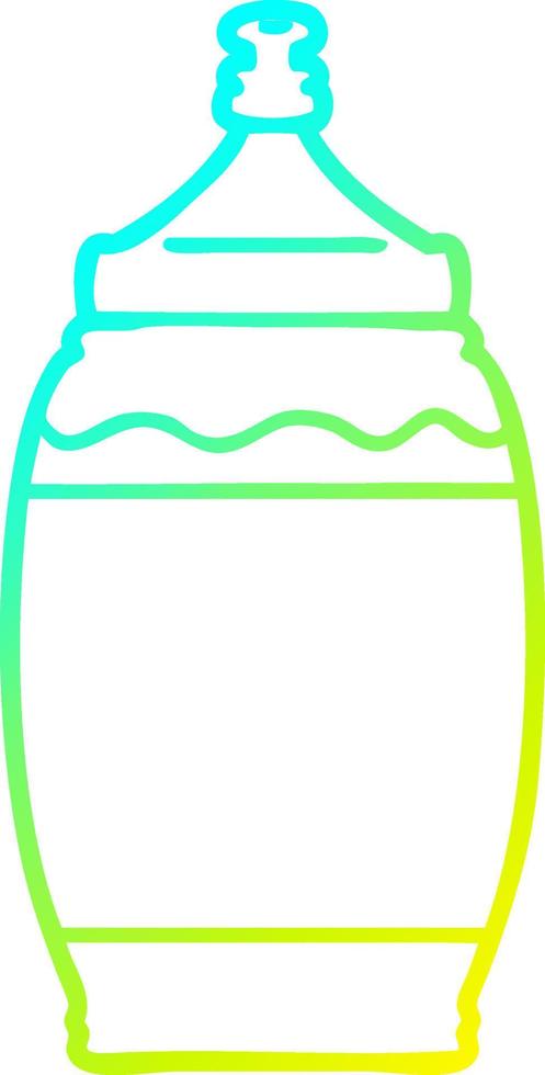 botella de ketchup de dibujos animados de dibujo de línea de gradiente frío vector