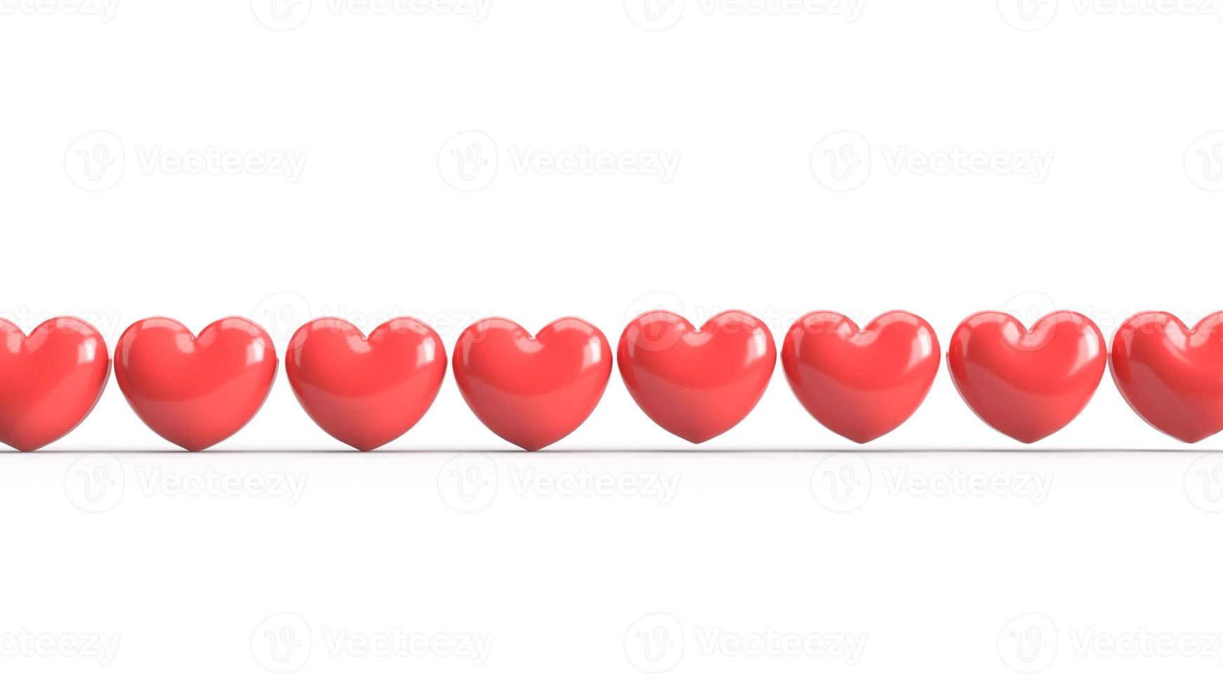 red heart 3d rendering on white for valentine content. photo