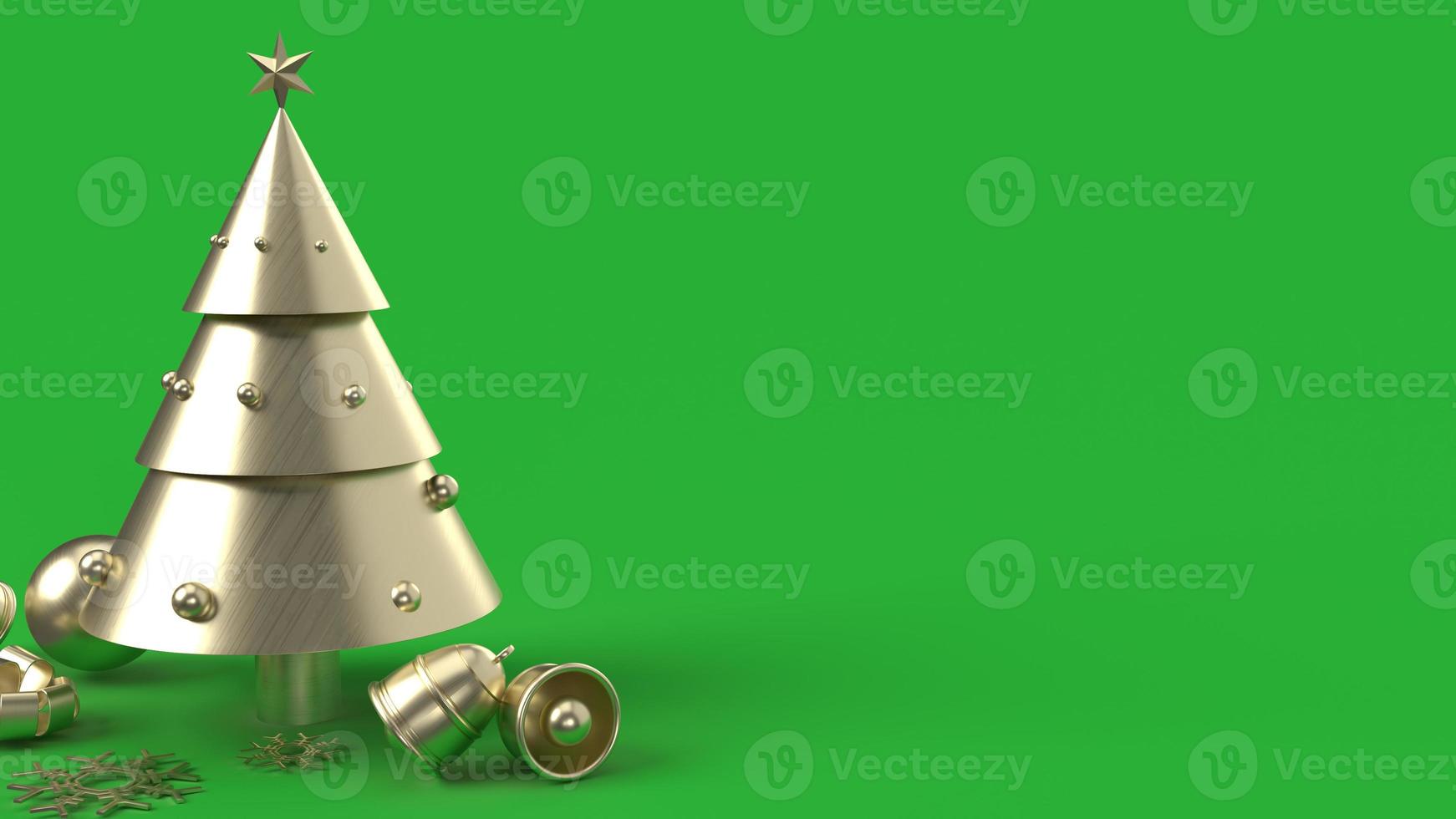Bronze Christmas tree on green background 3d rendering for holiday content. photo