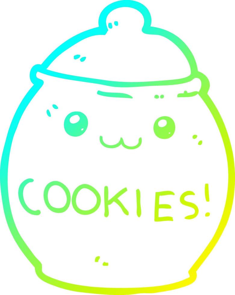cold gradient line drawing cartoon cookie jar vector