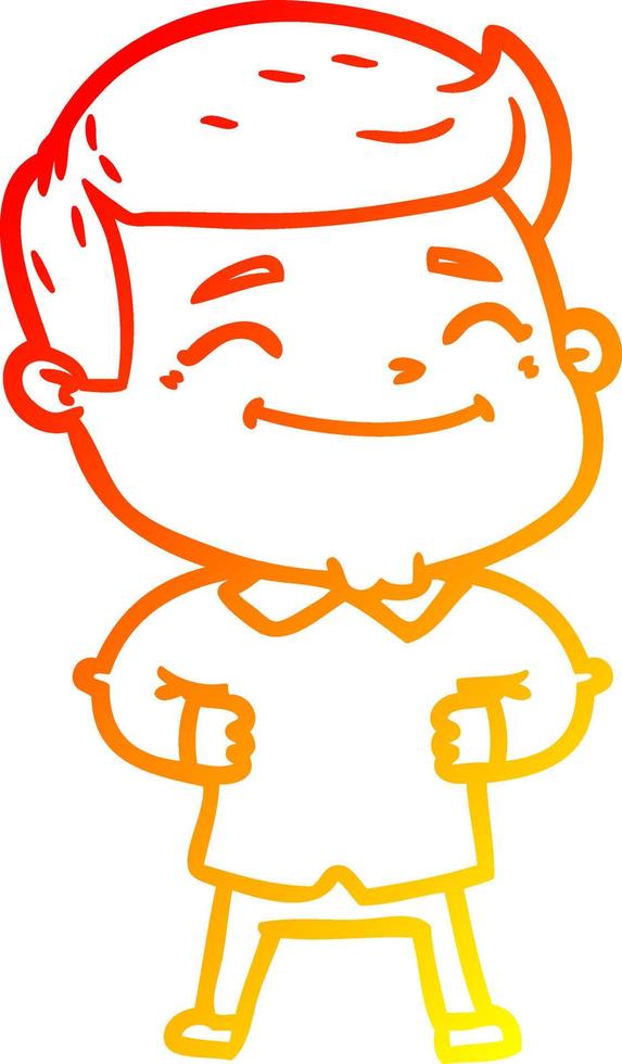 warm gradient line drawing happy cartoon man vector