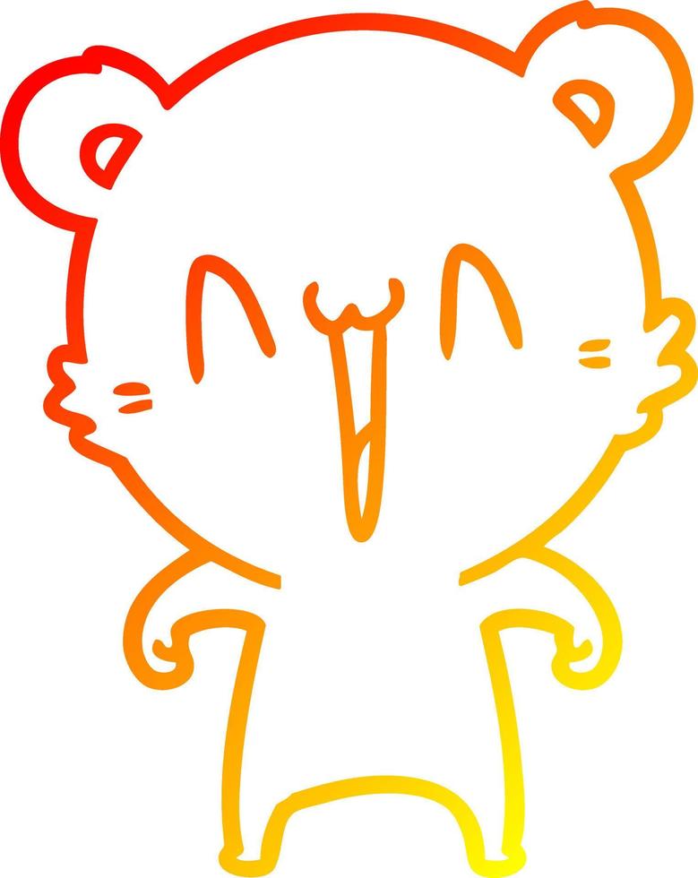 dibujo de línea de gradiente cálido dibujos animados de oso polar feliz vector