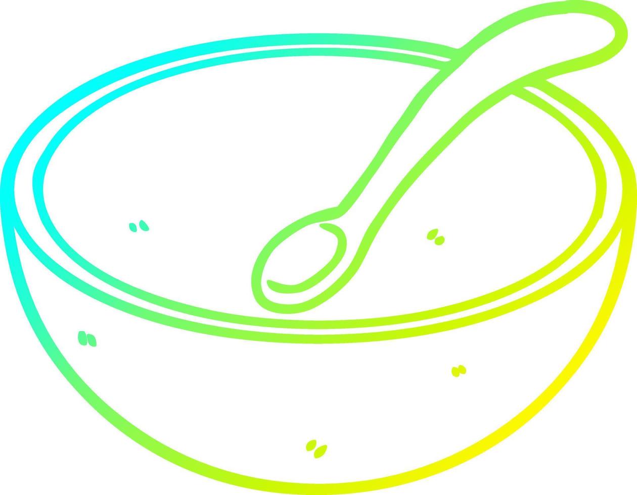 cold gradient line drawing cartoon wooden bowl and spoon vector