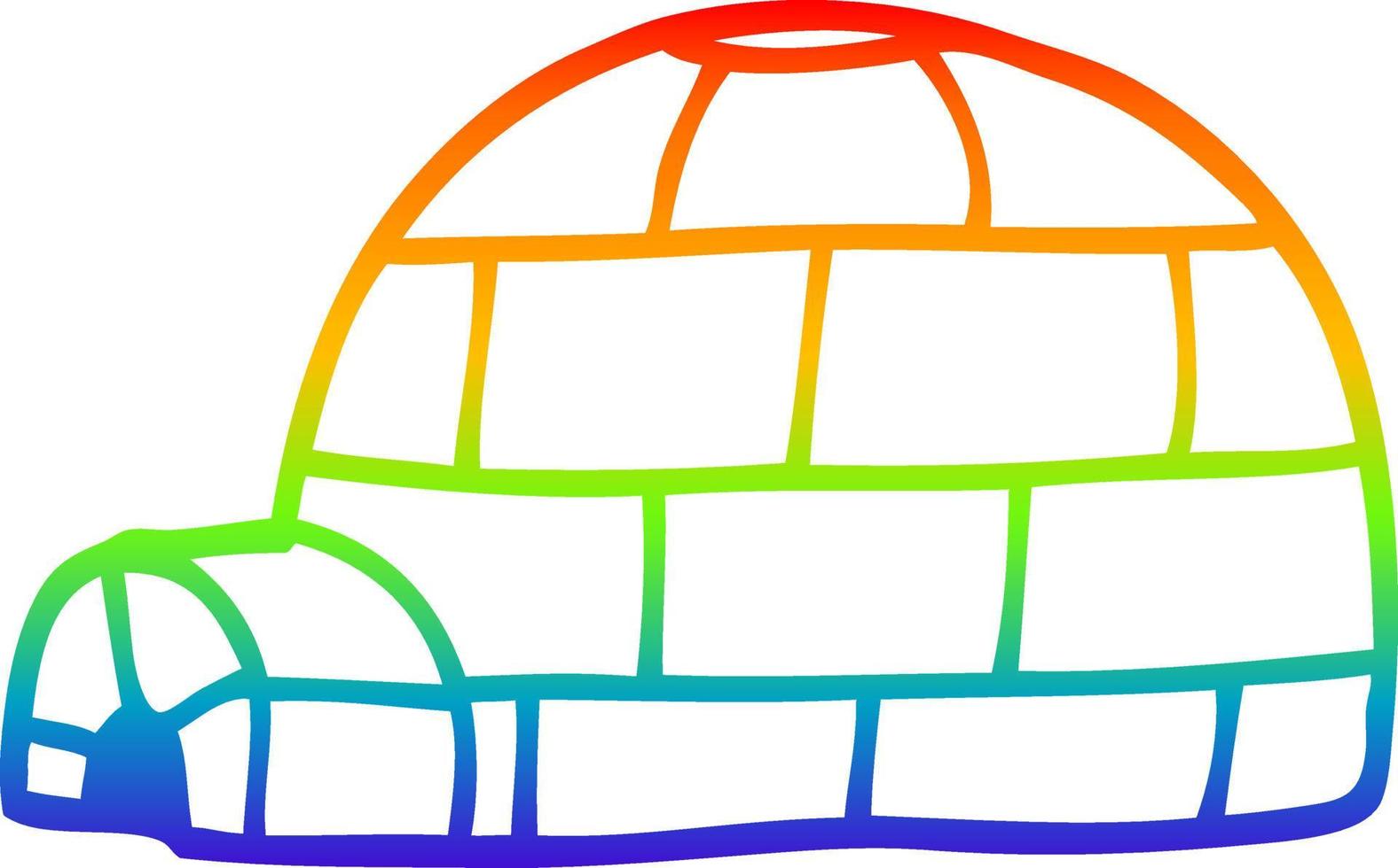 rainbow gradient line drawing cartoon igloo vector