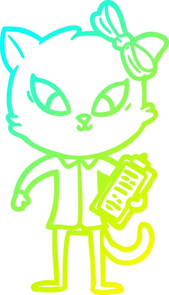 cold gradient line drawing cartoon cat vector