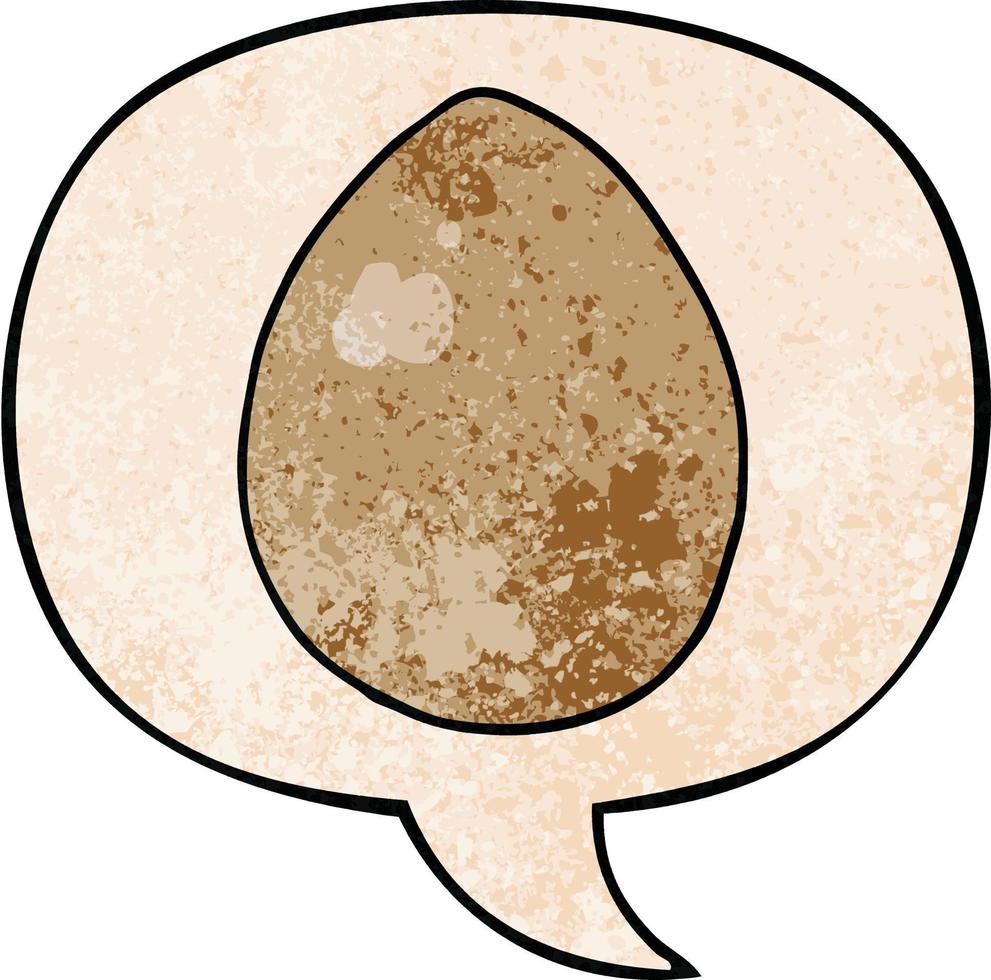 cartoon egg and speech bubble in retro texture style vector