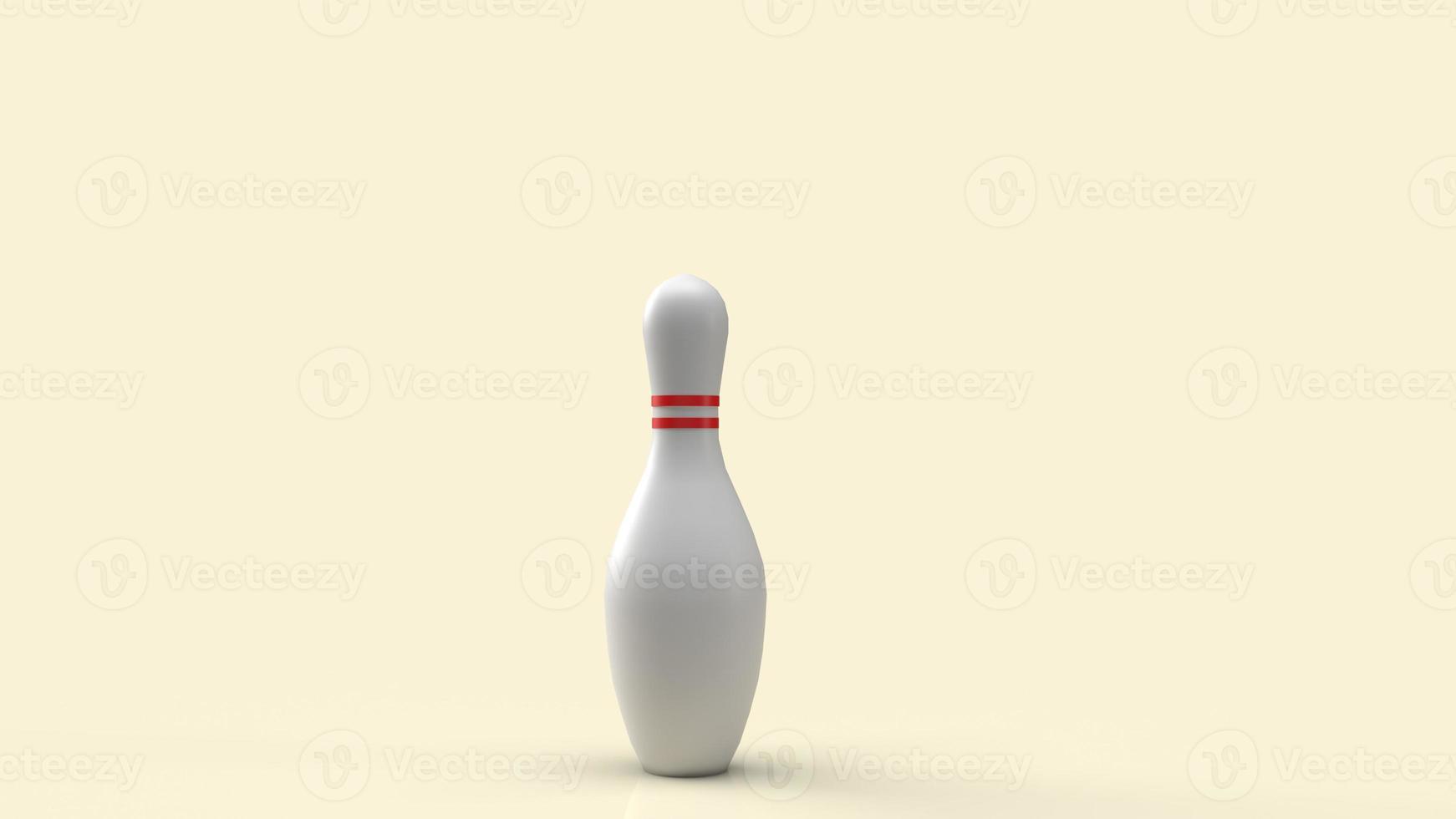 white bowling pin on yellow background for sport content 3d rendering. photo