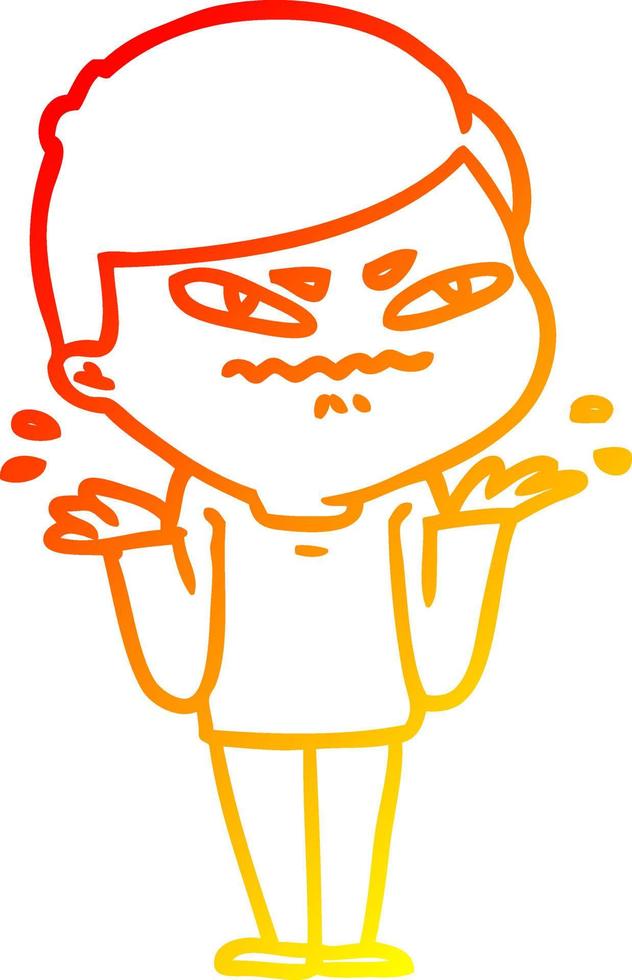 warm gradient line drawing cartoon exasperated man vector
