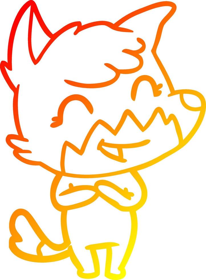 warm gradient line drawing happy cartoon fox vector