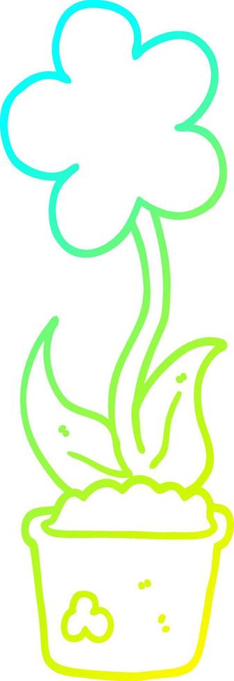 cold gradient line drawing cute cartoon flower vector