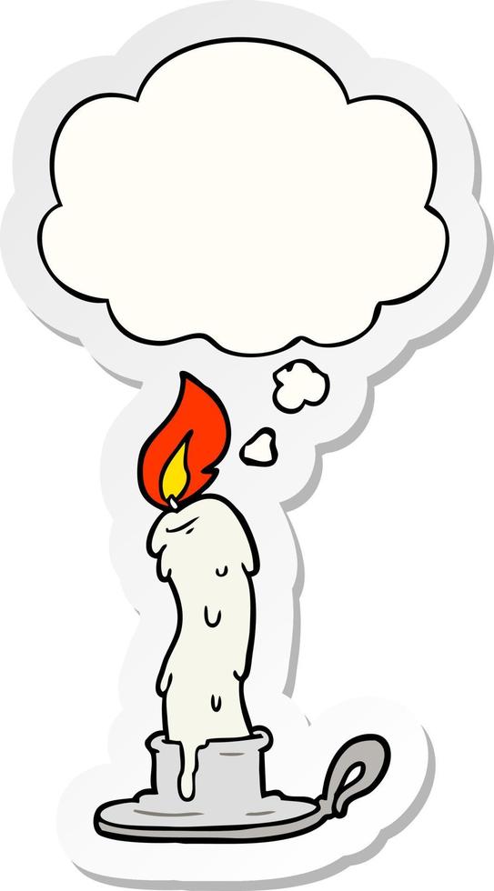 cartoon candle and thought bubble as a printed sticker vector