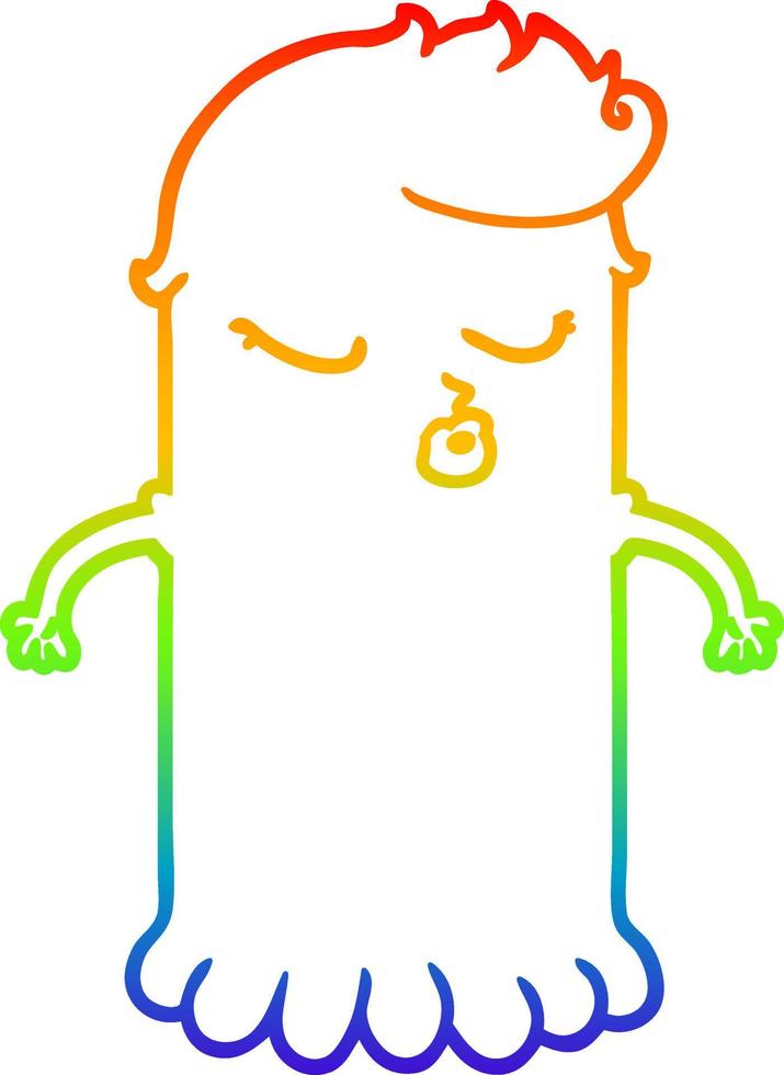 rainbow gradient line drawing cartoon cute ghost vector