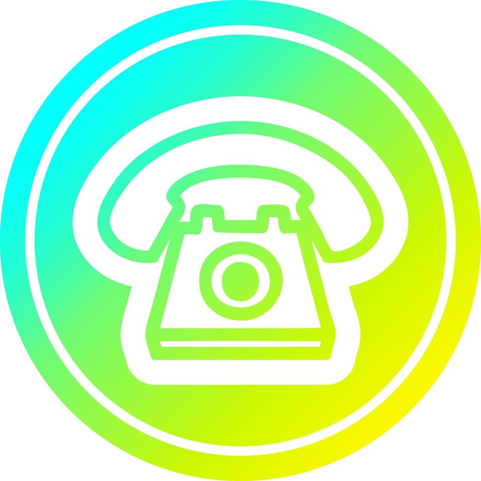 old telephone circular in cold gradient spectrum vector