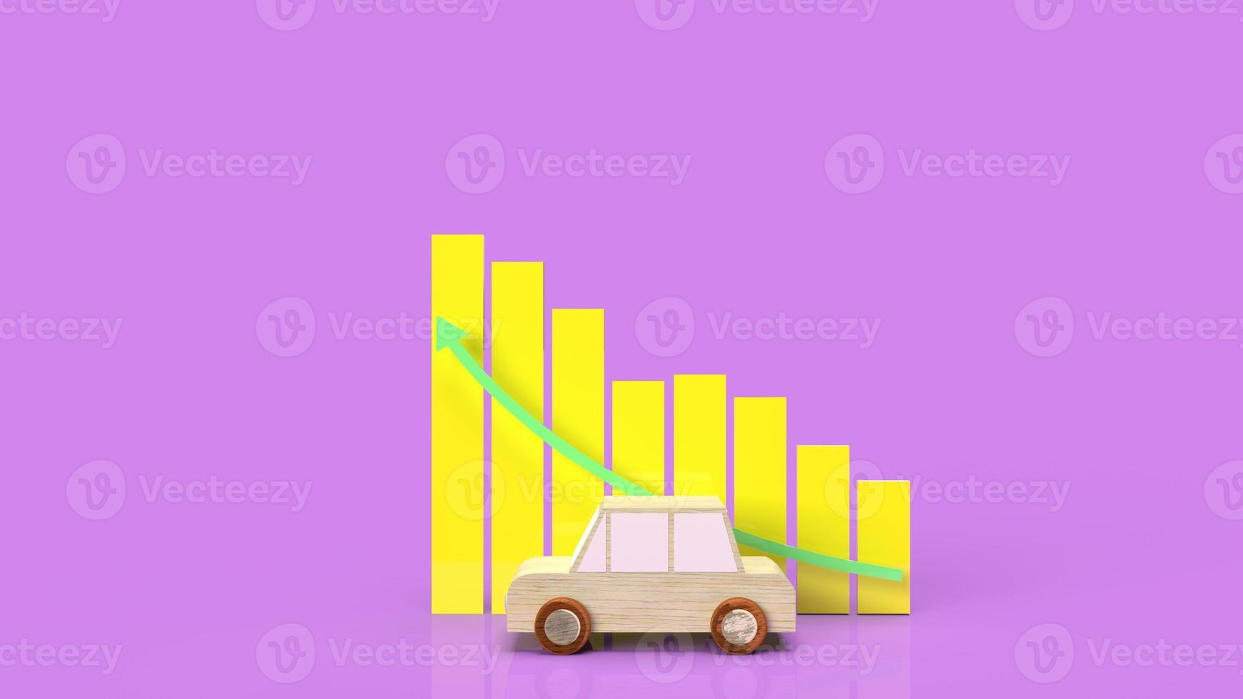 car wood toy and chart for business content 3d rendering. photo