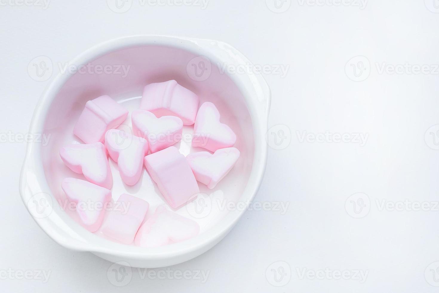 white and pink marshmallows hearts clear image Background. photo