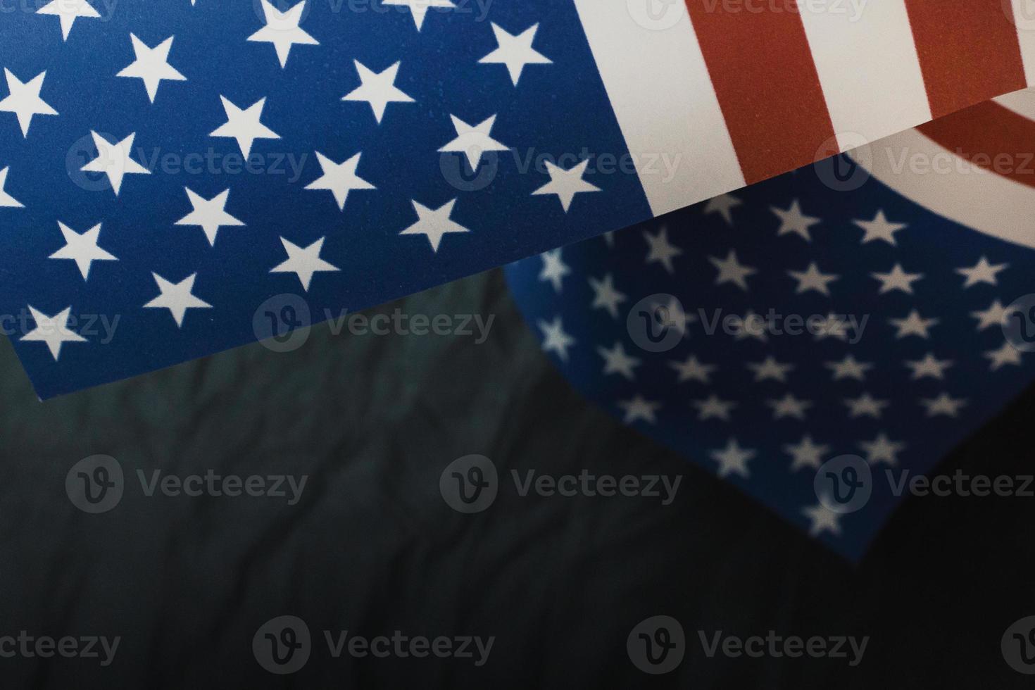 The Veterans Day  concept united states of America flag on black background. photo