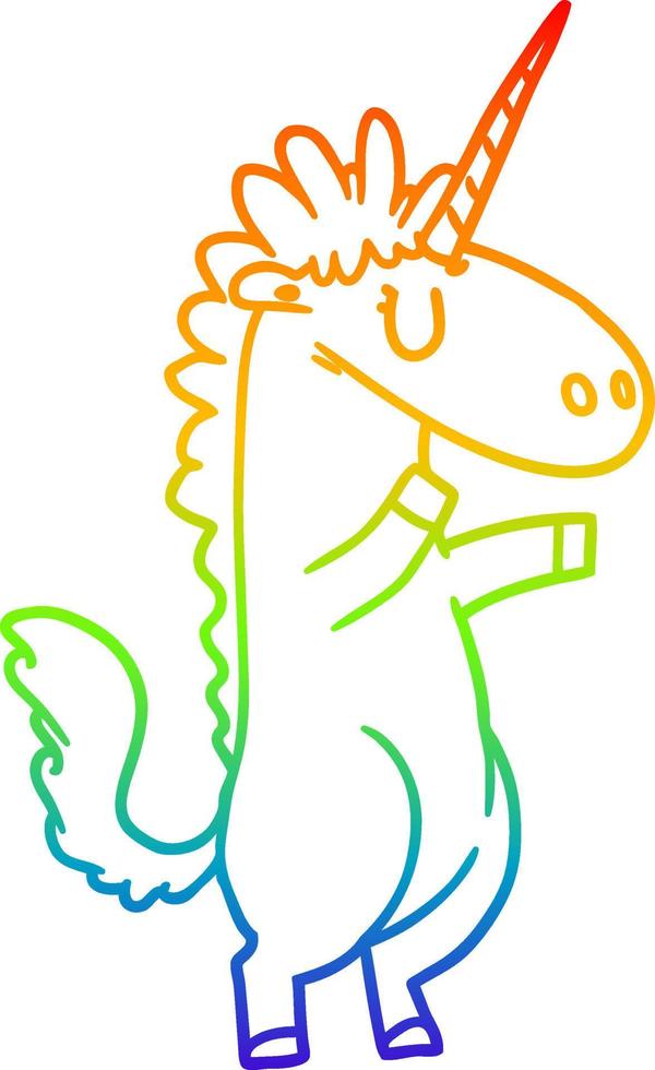 rainbow gradient line drawing cartoon unicorn vector