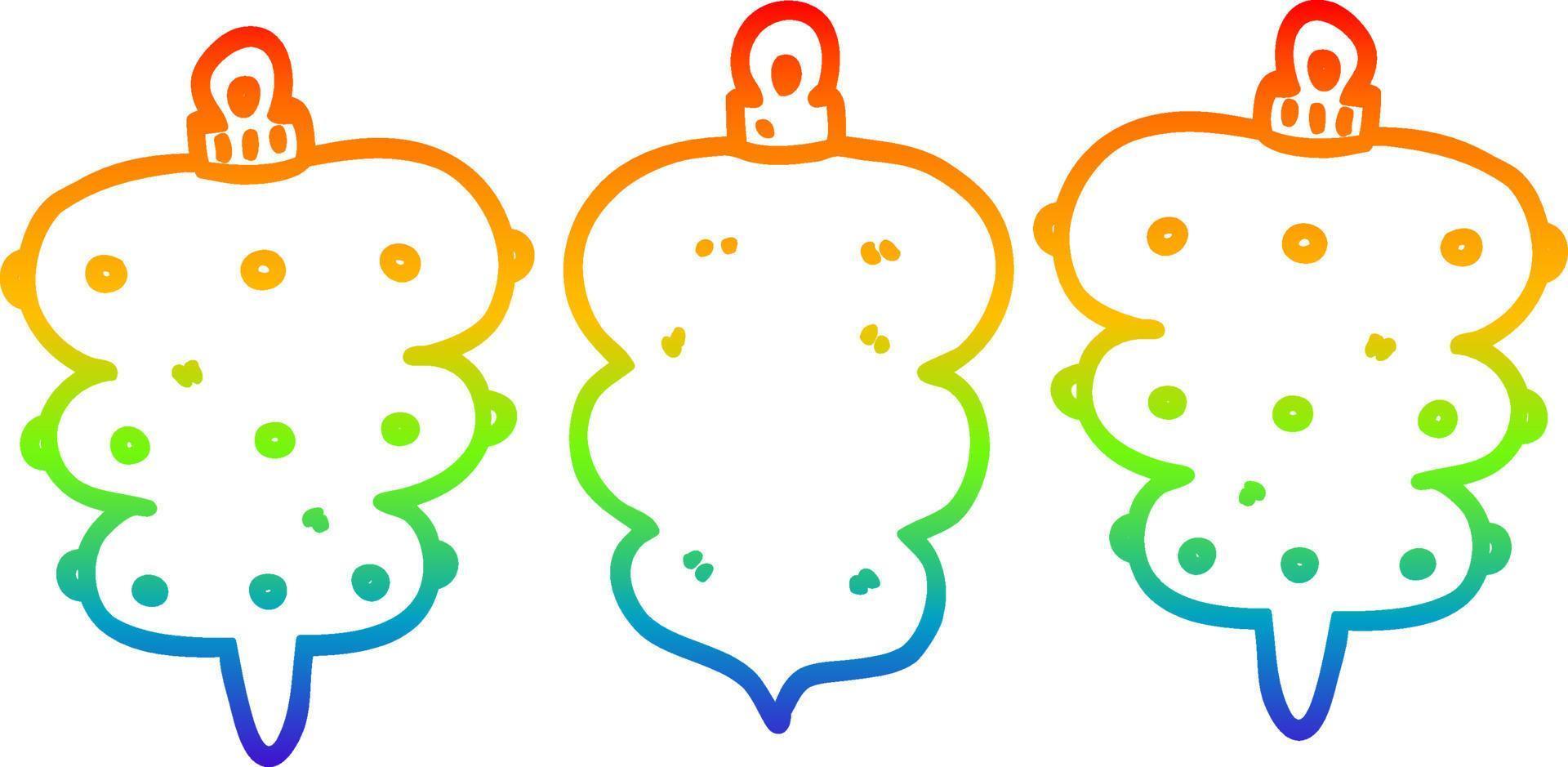 rainbow gradient line drawing cartoon christmas decorations vector