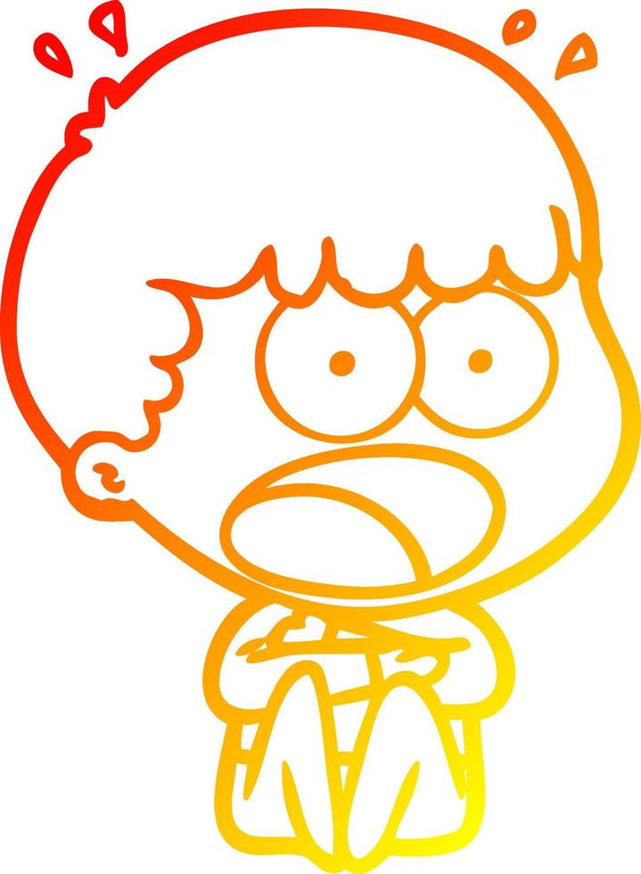 warm gradient line drawing cartoon shocked man vector