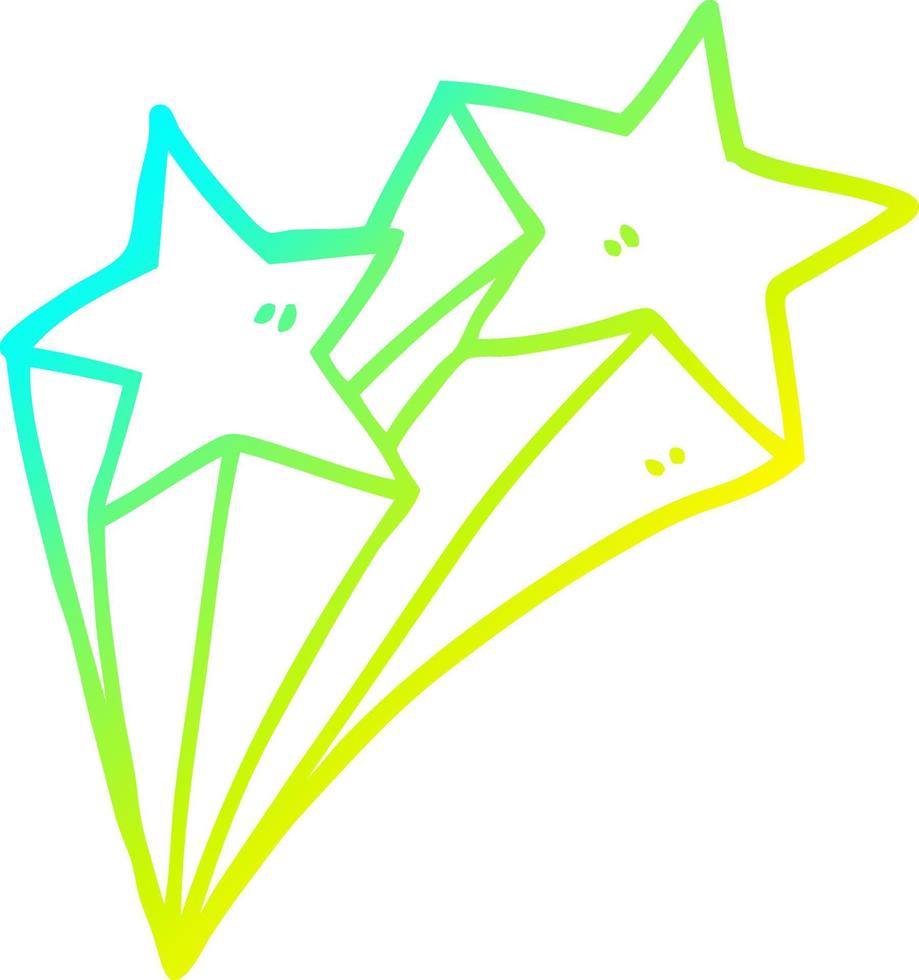 cold gradient line drawing cartoon stars vector