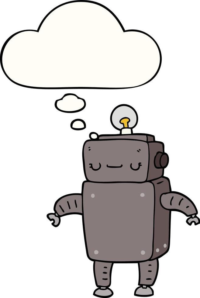 cartoon robot and thought bubble vector