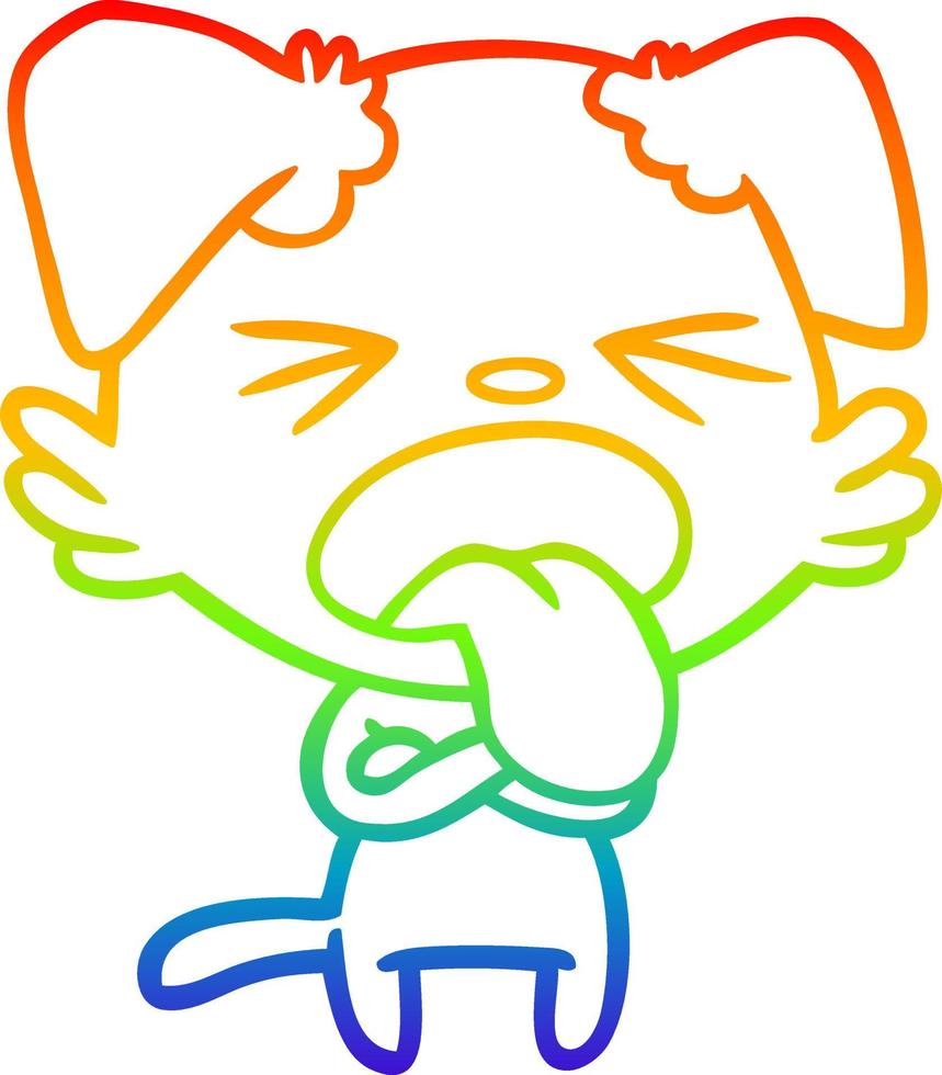 rainbow gradient line drawing cartoon disgusted dog vector
