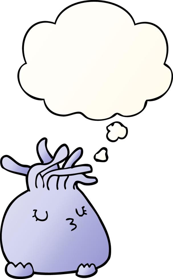 cartoon sea anemone and thought bubble in smooth gradient style vector