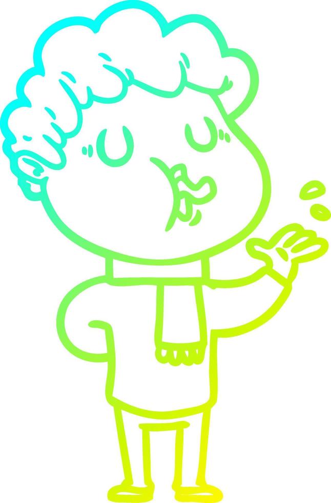 cold gradient line drawing cartoon man singing vector