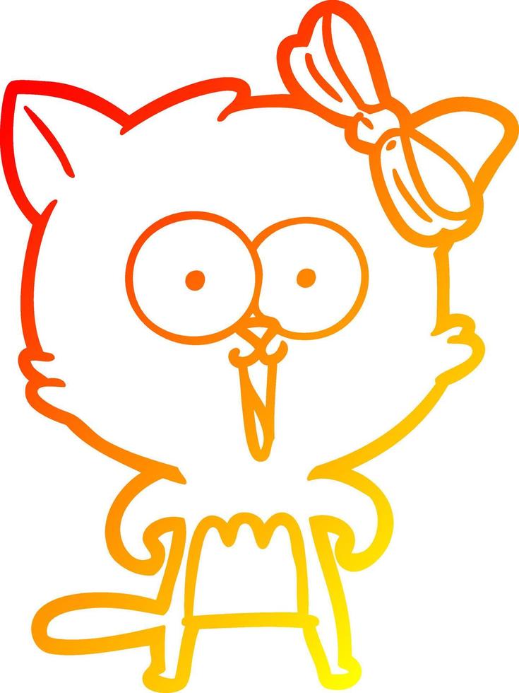 warm gradient line drawing cartoon cat vector