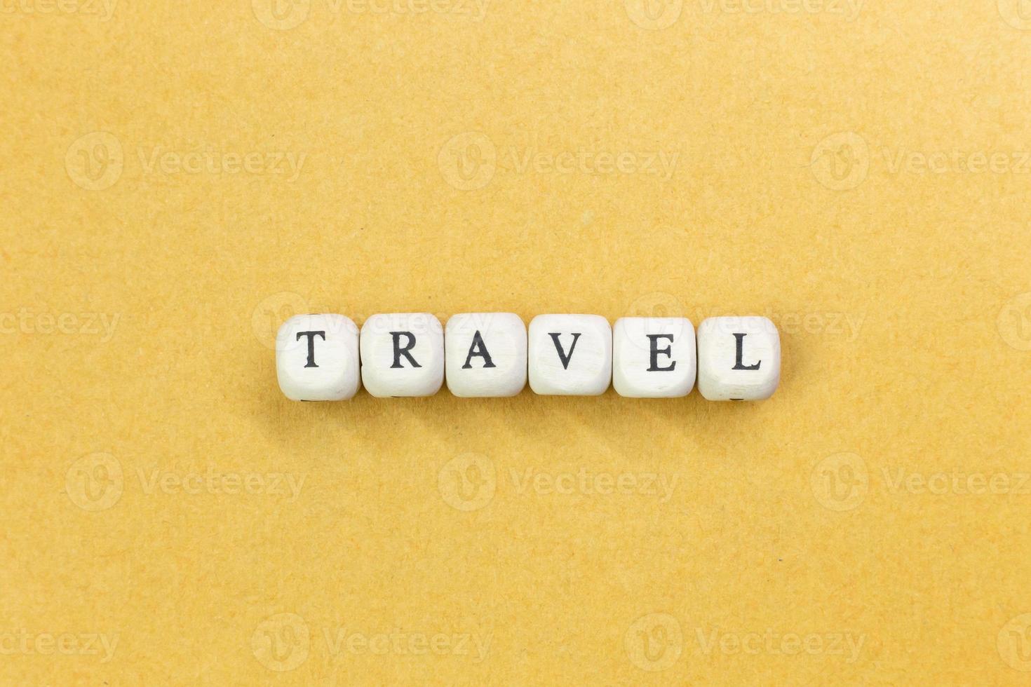 travel  wood cube close up image  for travel content. photo