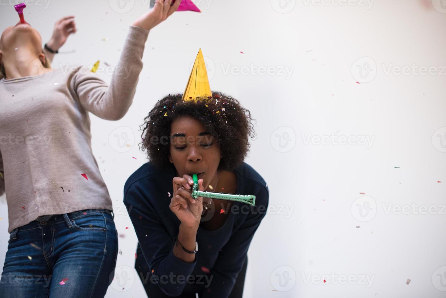 confetti party multiethnic group of people photo