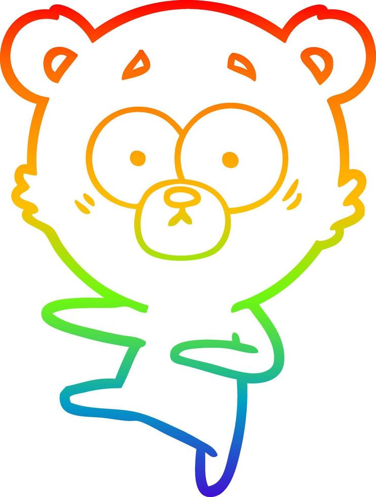 rainbow gradient line drawing nervous dancing bear cartoon vector